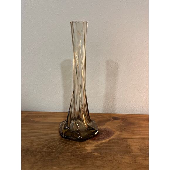 Vtg Sasaki Glass Gray Swirl Bud Vase 8” Handcrafted Japan Mid Century Modern - Picture 5 of 10